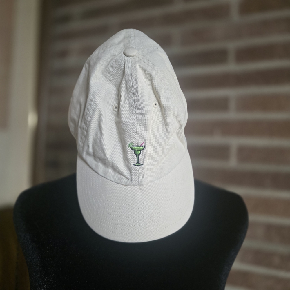 47 White Cap with Green Margarita Design